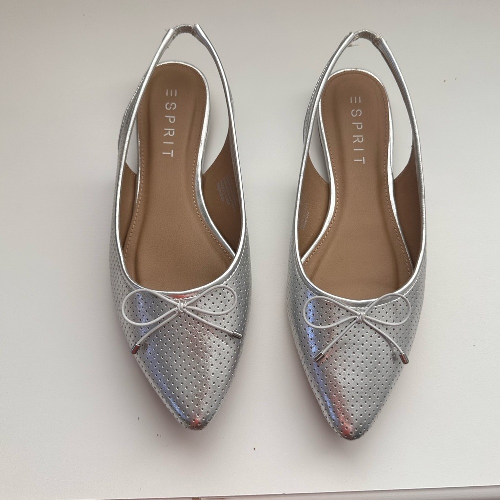 Esprit Metallic Silver Slingback Flats